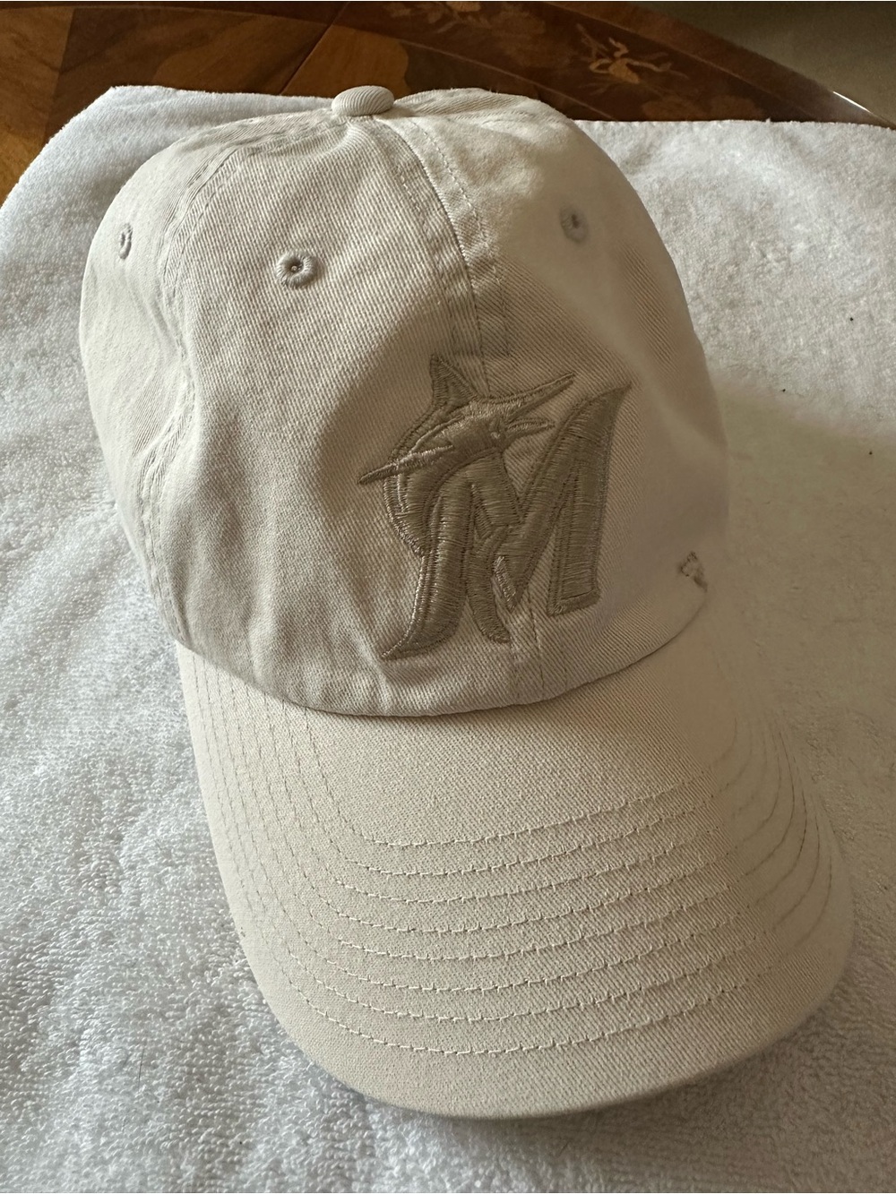Neutral Beige Marlin Logo Baseball Cap - Men Accessories